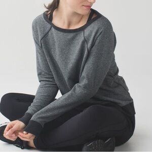 LULULEMON Crew Love Pullover long sleeve top size 12 heathered speckled black
